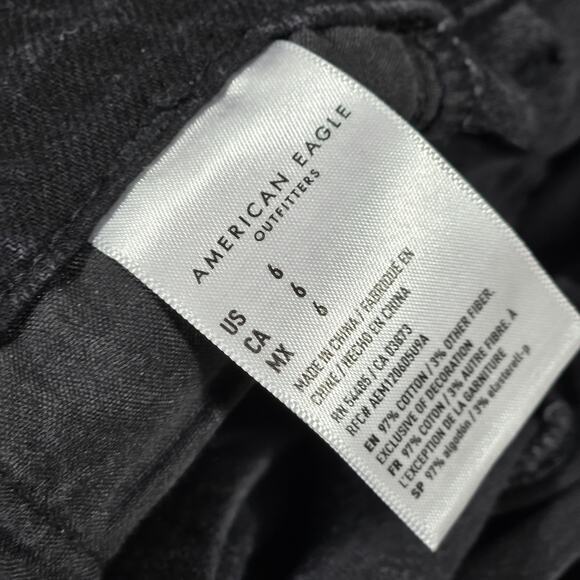 American Eagle Outfitters High Waisted Denim Shorts Black Paper Bag Waist Size 6 - Picture 6 of 9